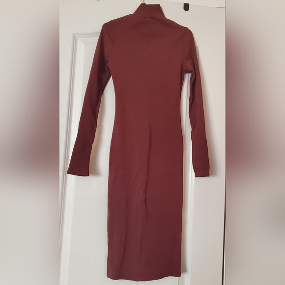 Bodycon Midi Dress Longsleeve Brown - Picture 6 of 8